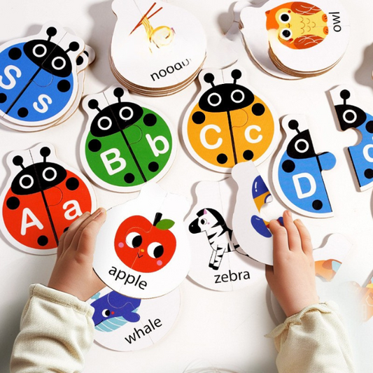 Medinės raidžių kortelės - boružėlės