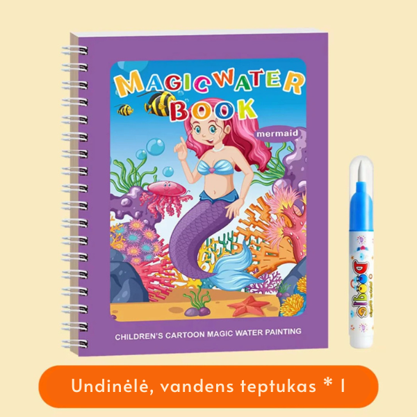Stebuklinga vandens piešimo knygelė su teptuku vandeniui