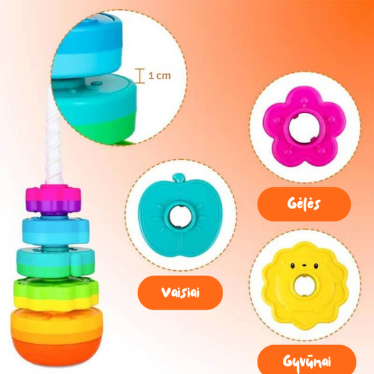 Vaikiška spalvota mokomoji piramidė - suktukas