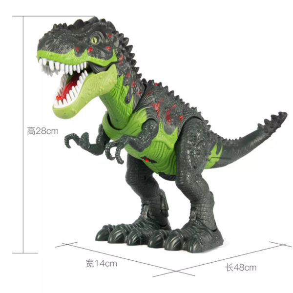 Riaumojantis dinozauras – vaikščiojantis, švytintis ir purškiantis garus žaislas