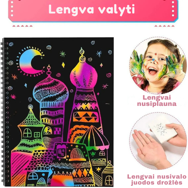 Magiška spalvota braižymo-piešimo knygelė