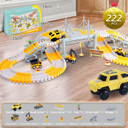 Lenktynių trasa su statybinėmis mašinėlėmis