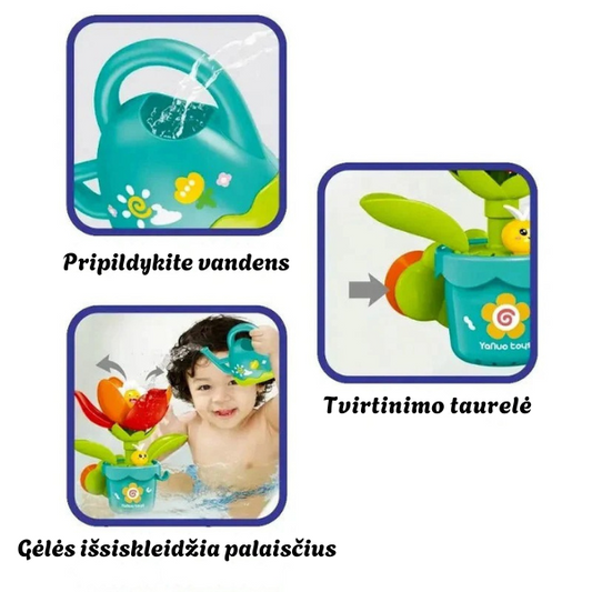 Vaikiškas vonios žaislas „Žydinti gėlė“ su laistytuvu