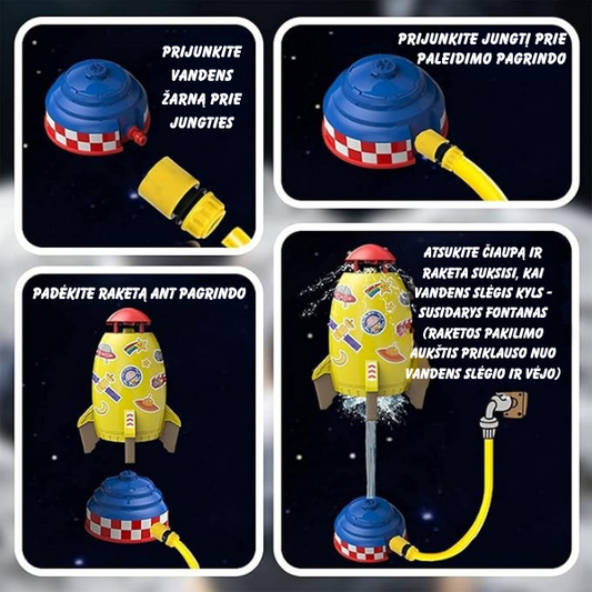 Vaikiška vandens raketa su fontano efektu – sodo purkštuvas vaikams