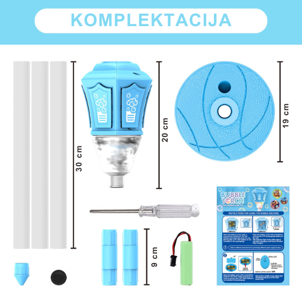 Automatinis muilo burbulų šviestuvas su šviesomis ir muzika