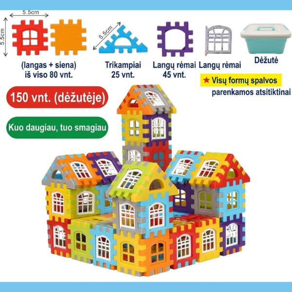 Spalvotų konstravimo detalių rinkinys