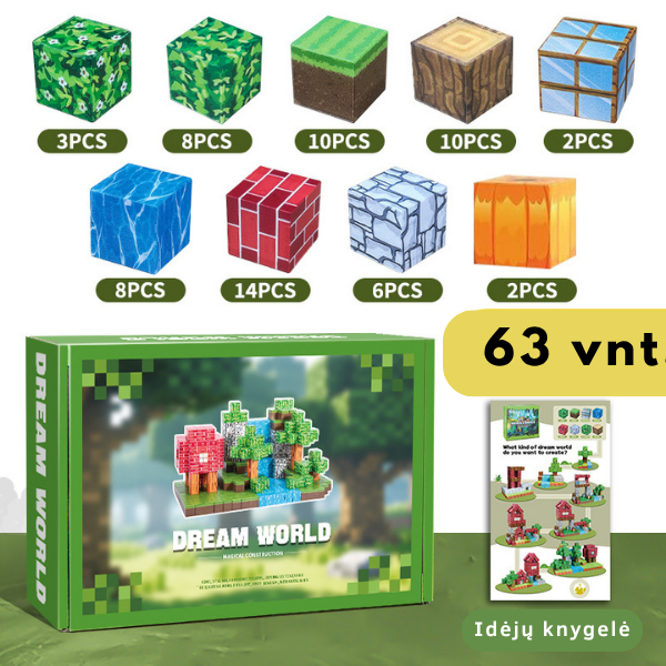 MINECRAFT magnetinių blokų rinkinys