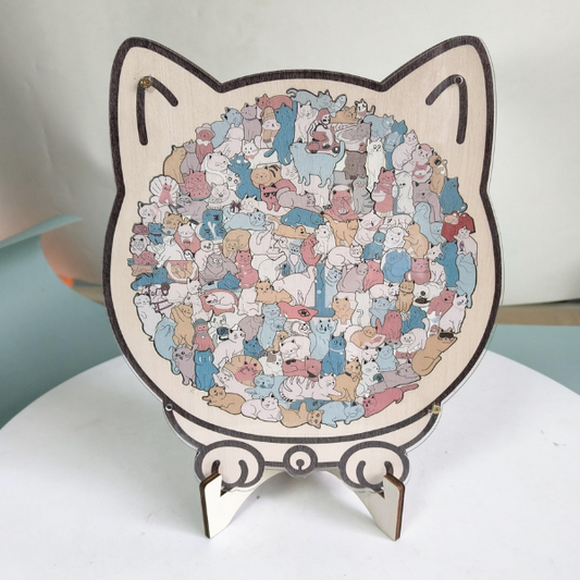Medinė katės formos dėlionė