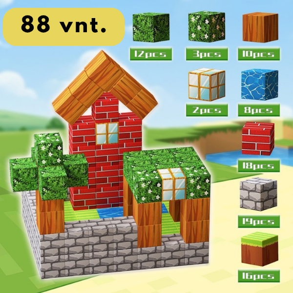 MINECRAFT magnetinių blokų rinkinys