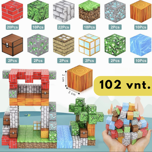 MINECRAFT magnetinių blokų rinkinys