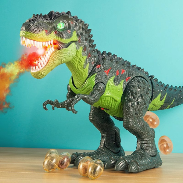 Riaumojantis dinozauras – vaikščiojantis, švytintis ir purškiantis garus žaislas