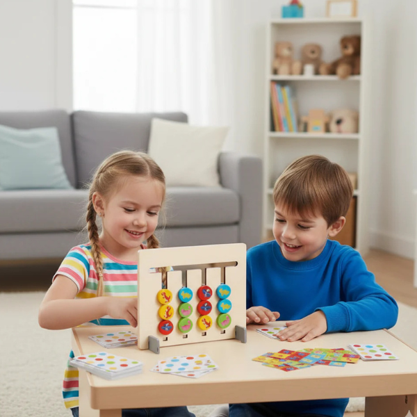 Medinis Montessori spalvų ir raštų dėliojimo žaidimas