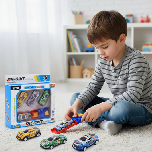 Vaikiškas lenktynių rinkinys su katapulta