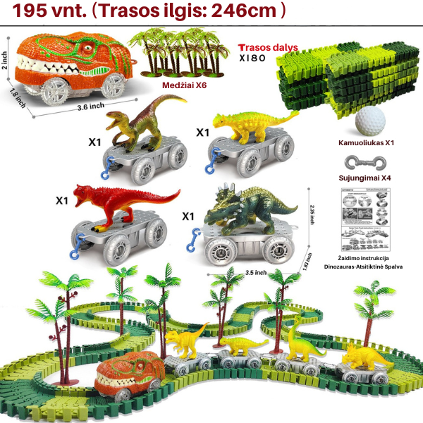 Šviečianti dinozaurų lenktynių trasa