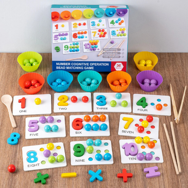 Montessori skaičių ir spalvų rūšiavimo žaidimas