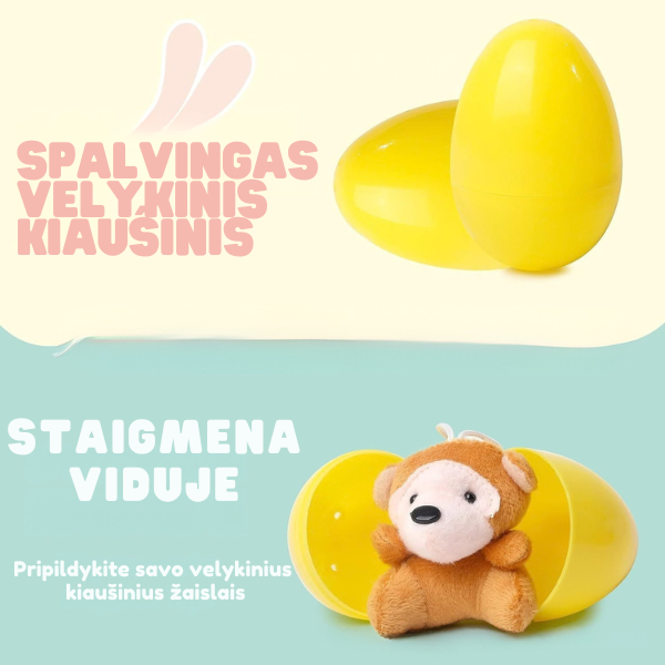Velykiniai kiaušiniai su žaisliukais viduje