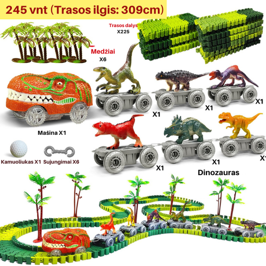 Šviečianti dinozaurų lenktynių trasa