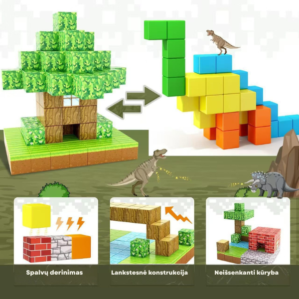 MINECRAFT magnetinių blokų rinkinys
