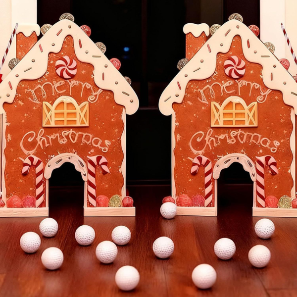 Kalėdinis žaidimas „Meduolinio namelio golfas“