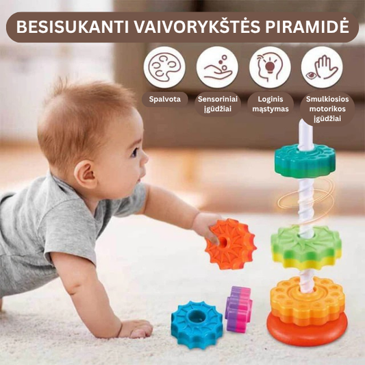 Vaikiška spalvota mokomoji piramidė - suktukas