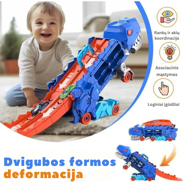 Dinozauras-automobilis su mini mašinėlėmis