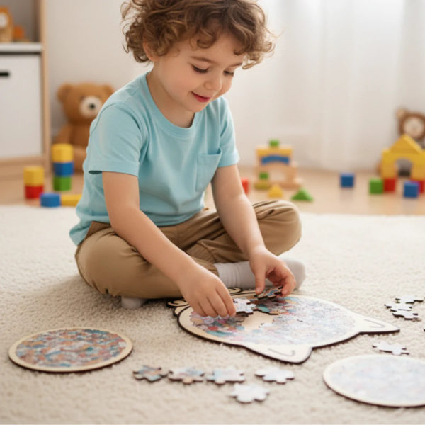 Medinė katės formos dėlionė