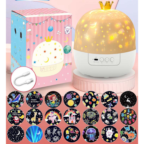 2 in 1 naktinė lemputė ir projektorius vaikams