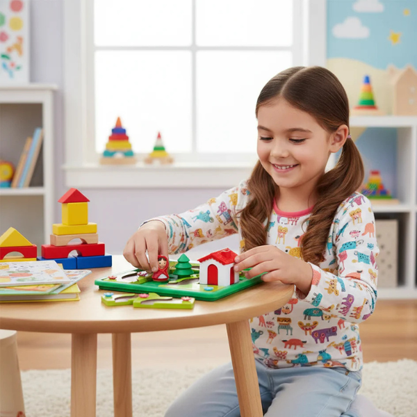 Montessori „Raudonkepuraitės“ dėlionė