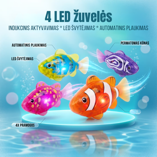 LED plaukiojančios žuvytės voniai – 4 vnt.
