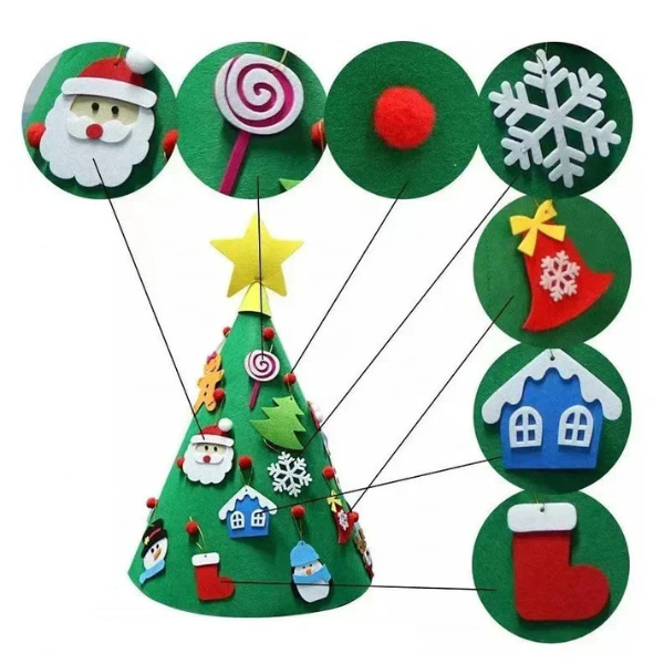 Montessori 3D veltinio kalėdinė eglutė vaikams