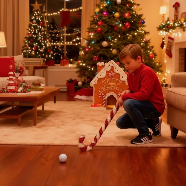 Kalėdinis žaidimas „Meduolinio namelio golfas“