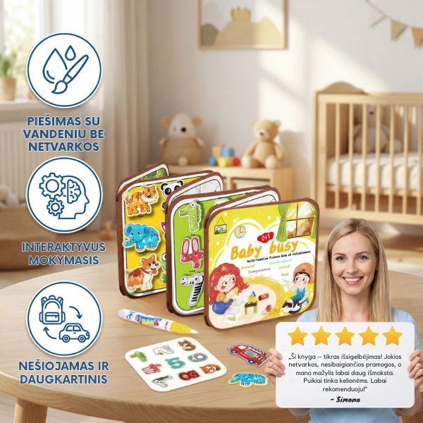 Magiška Montessori knygelė 2in1 - piešimas vandeniu ir lipdukai