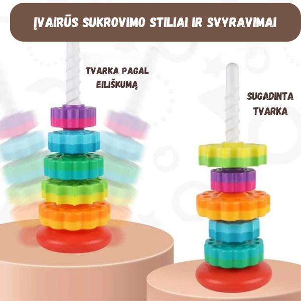 Vaikiška spalvota mokomoji piramidė - suktukas