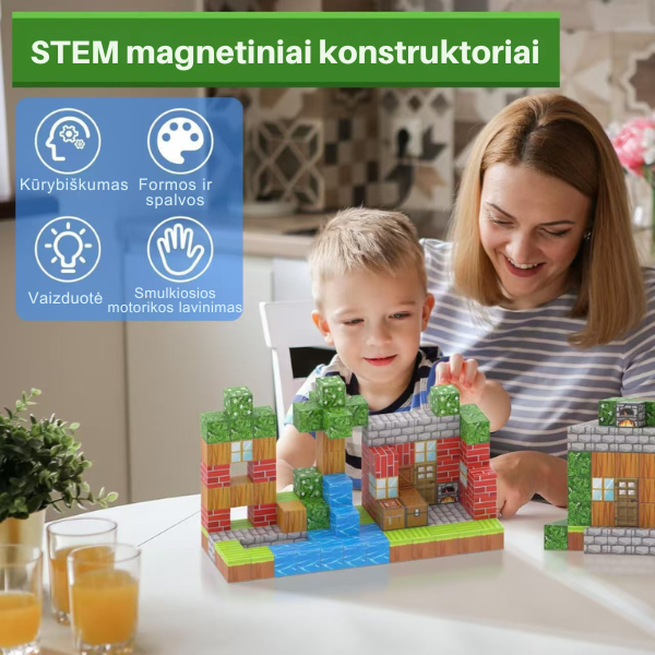 MINECRAFT magnetinių blokų rinkinys