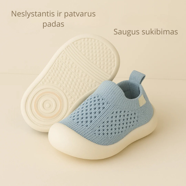 Patogūs, kvėpuojantys ir neslystantys batukai vaikams nuo 1 iki 3 metų