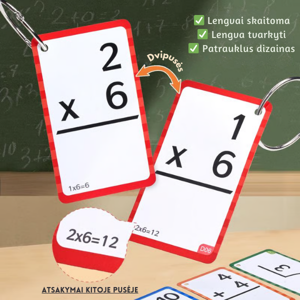 Lavinamoji matematikos lentelė su užduočių kortelėmis