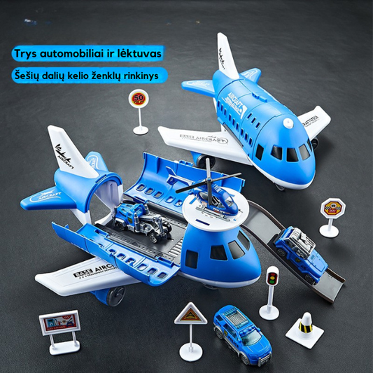 Vaikiškas lėktuvas su automobilių trasa