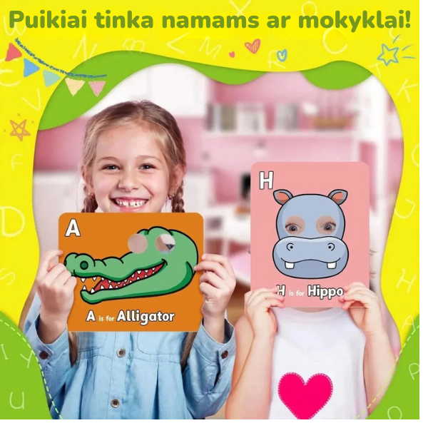 Abėcėlės kortelės su gyvūnais
