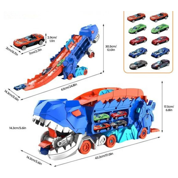 Dinozauras-automobilis su mini mašinėlėmis