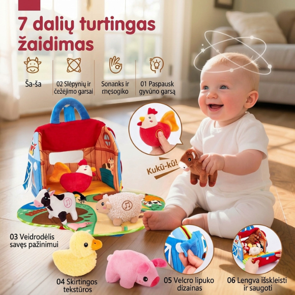 Minkštas interaktyvus gyvūnėlių rinkinys
