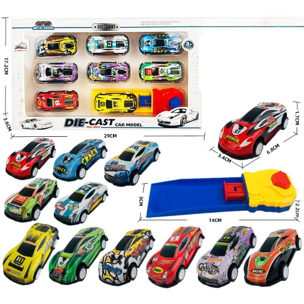 Vaikiškas lenktynių rinkinys su katapulta