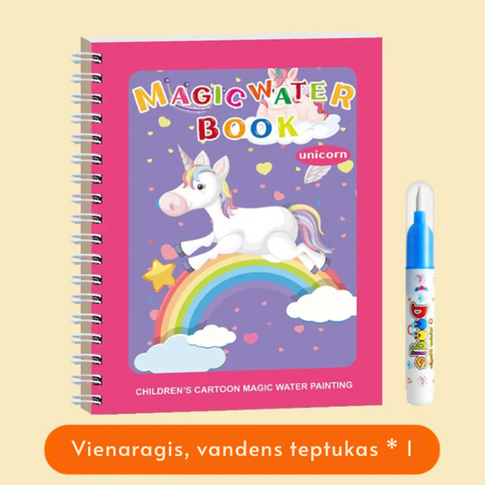 Stebuklinga vandens piešimo knygelė su teptuku vandeniui
