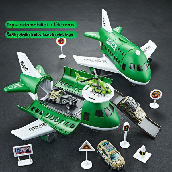 Vaikiškas lėktuvas su automobilių trasa