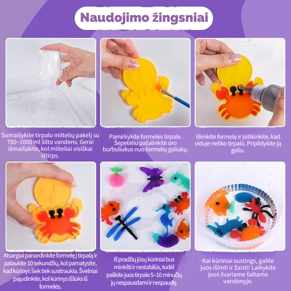 Kūrybinis rinkinys vaikams – 3D gelio figūrėlės