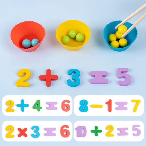 Montessori skaičių ir spalvų rūšiavimo žaidimas