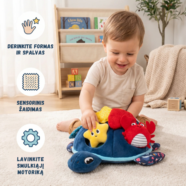 Montessori sensorinis žaislas - vėžliukas mažyliams