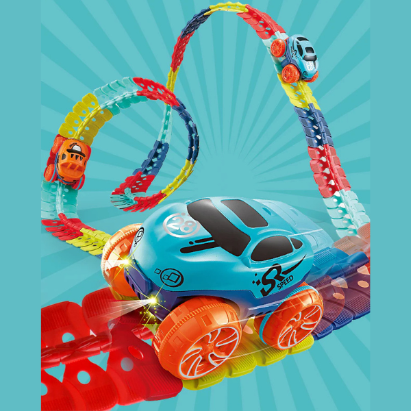 Antigravitacinė lanksti automobilių trasa su automobiliu