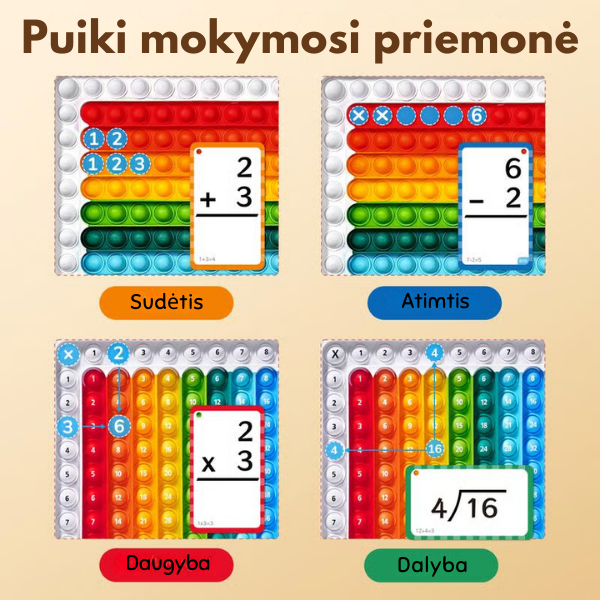 Lavinamoji matematikos lentelė su užduočių kortelėmis