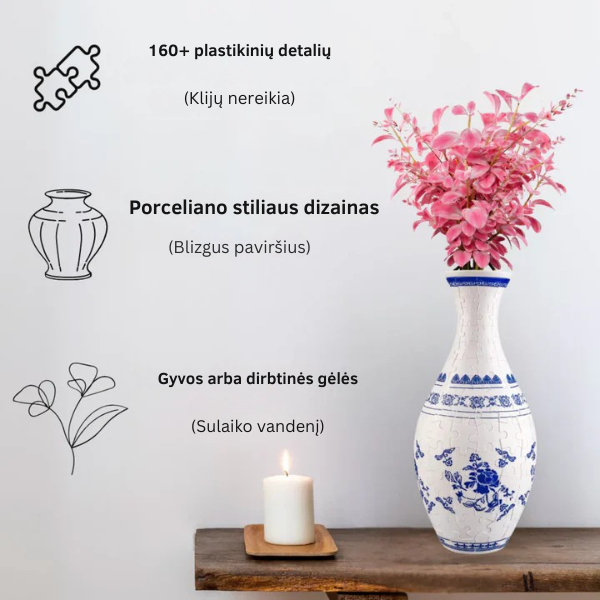 Elegantiška 3D dėlionė - vaza