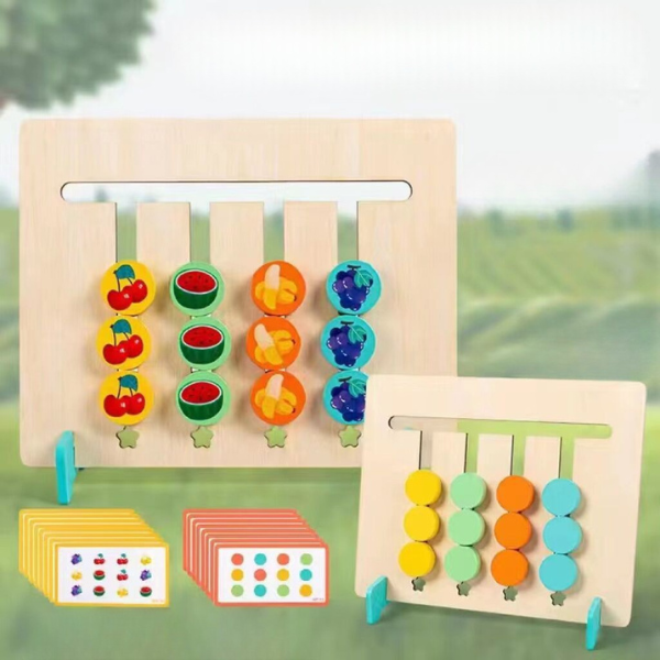 Medinis Montessori spalvų ir raštų dėliojimo žaidimas